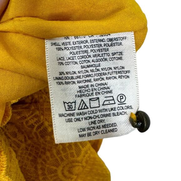 Anthropologie HD In Paris Villanelle Yellow Lace Midi Dress Small S Sleeveless - Picture 7 of 8